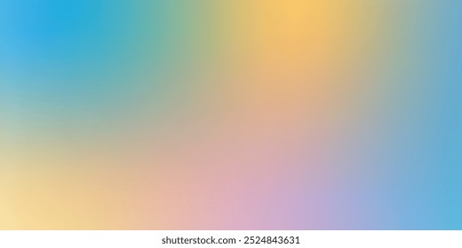 Abstract clear blue sky. Pastel rainbow. Light blue, pink and yellow color vector banner. Pastel gradient sky pattern. Blurred light fuzz colorful gradient background. 