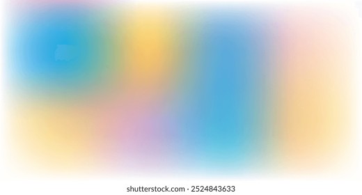 Abstract clear blue sky. Pastel rainbow. Light blue, pink and yellow color vector banner. Pastel gradient sky pattern. Blurred light fuzz colorful gradient background. 