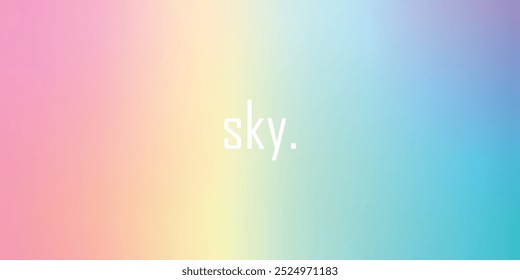 Abstrakt klarer blauer Himmel. Pastellregenbogen. Hellblauer, rosa und gelber Farbvektorbanner. Pastellfarbverlauf-Himmelsmuster. Unscharfes Licht Fuzz bunten Farbverlauf Hintergrund. Vektor weiche horizontale Hintergrund