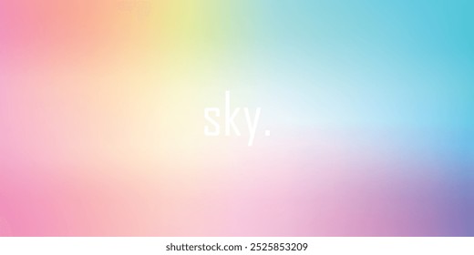 Abstract clear blue sky. Pastel rainbow. Light blue, pink and yellow color vector banner. Pastel gradient sky pattern. Blurred light fuzz colorful gradient background. Vector soft horizontal backdrop