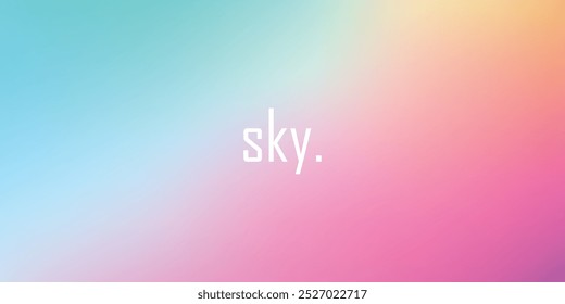 Abstract clear blue sky. Pastel rainbow. Light blue, pink and yellow color vector banner. Pastel gradient sky pattern. Blurred light fuzz colorful gradient background. Vector soft horizontal backdrop