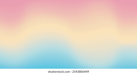 Abstract clear blue sky. Pastel rainbow. Light blue, pink and yellow color vector banner. Pastel gradient sky pattern. Blurred light fuzz colorful gradient background. Vector soft horizontal backdrop