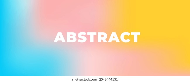 Abstract clear blue sky. Pastel rainbow. Light blue, pink and yellow color. Blurred light fuzz colorful gradient background for presentation, wallpaper, banner.