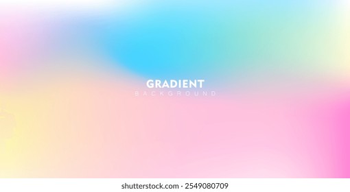 Abstract clear blue sky with pastel rainbow tones. Features light blue, pink, and yellow gradients, creating a soft, blurred, and colorful horizontal vector background pattern.