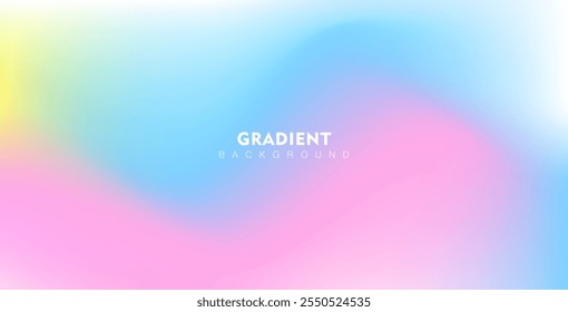 Abstract clear blue sky with pastel rainbow tones. Features light blue, pink, and yellow gradients, creating a soft, blurred, and colorful horizontal vector background pattern.