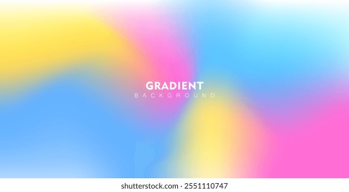 Abstract clear blue sky with pastel rainbow tones. Features light blue, pink, and yellow gradients, creating a soft, blurred, and colorful horizontal vector background pattern.