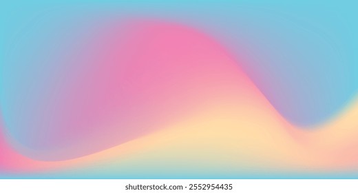 Abstract clear blue sky. Pastel rainbow. Light blue, pink and yellow color vector banner. Pastel gradient sky pattern.