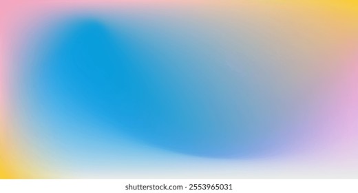 Abstract clear blue sky. Pastel rainbow. Light blue, pink and yellow color vector banner. Pastel gradient sky pattern. Blurred light fuzz colorful gradient