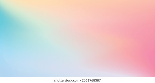 Abstract clear blue sky. Pastel rainbow. Light blue, pink and yellow color vector banner. Pastel gradient sky pattern. Blurred light fuzz colorful art simple