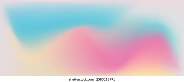 Abstract clear blue sky. Pastel rainbow. Light blue, pink and yellow color vector banner. Pastel gradient sky pattern. Blurred light fuzz colorful gradient background. Vector soft horizontal backdrop