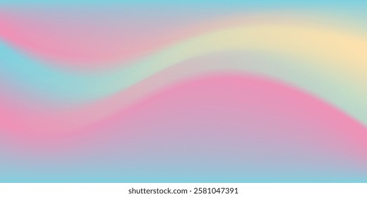 Abstract clear blue sky. Pastel rainbow. Light blue, pink and yellow color vector banner. Pastel gradient sky pattern. Blurred light fuzz colorful gradient background. Vector