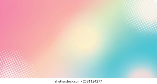 Abstract clear blue sky. Pastel rainbow. Light blue, pink and yellow color vector banner. Pastel gradient sky pattern. smooth illustration dot