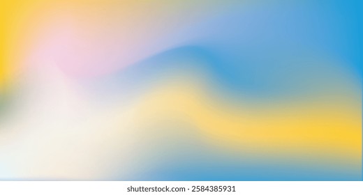 Abstract clear blue sky. Pastel rainbow. Light blue, pink and yellow color vector banner. Pastel gradient sky