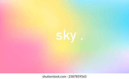 Abstract clear blue sky. Pastel rainbow. Light blue, pink and yellow color banner. Pastel gradient sky pattern. Blurred, light, soft backdrop colorful gradient background. Vector illustration