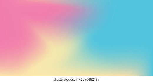 Abstract clear blue sky. Pastel rainbow. Light blue, pink and yellow color vector banner. Pastel gradient sky pattern