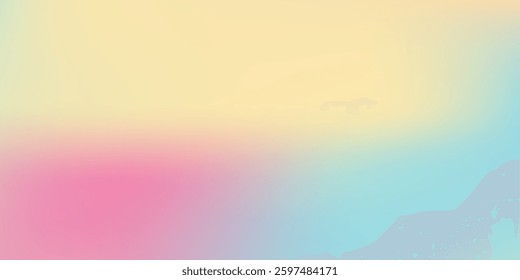 Abstract clear blue sky. Pastel rainbow art. Light blue, pink and yellow color vector banner. Pastel gradient sky pattern