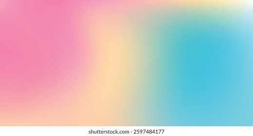 Abstract clear blue sky. Pastel rainbow art. Light blue, pink and yellow color vector banner. Pastel gradient sky pattern