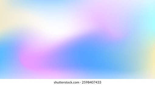 Abstract clear blue sky with pastel rainbow tones. Features light blue, pink, and yellow gradients, creating a soft, blurred, and colorful horizontal vector background pattern.