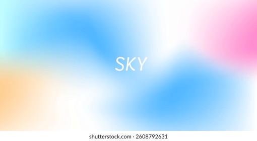 Abstract clear blue sky with pastel rainbow. Light blue, pink, and yellow gradient hues create a soft, dreamy backdrop perfect for banners and digital designs.