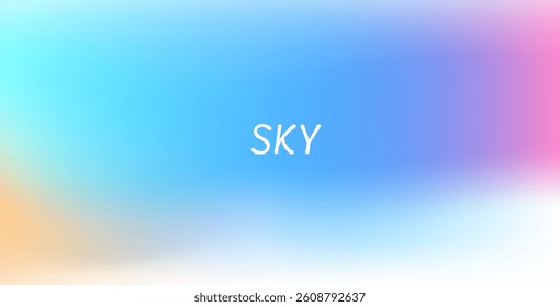 Abstract clear blue sky with pastel rainbow. Light blue, pink, and yellow gradient hues create a soft, dreamy backdrop perfect for banners and digital designs.