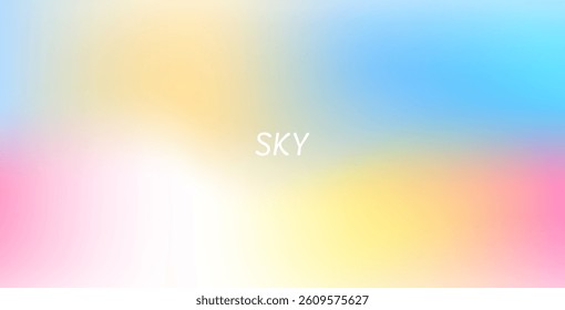 Abstract clear blue sky with pastel rainbow. Light blue, pink, and yellow gradient hues create a soft, dreamy backdrop perfect for banners and digital designs.