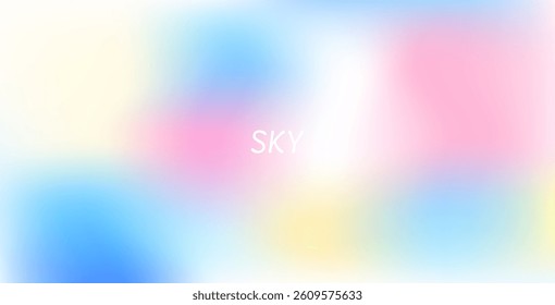 Abstract clear blue sky with pastel rainbow. Light blue, pink, and yellow gradient hues create a soft, dreamy backdrop perfect for banners and digital designs.