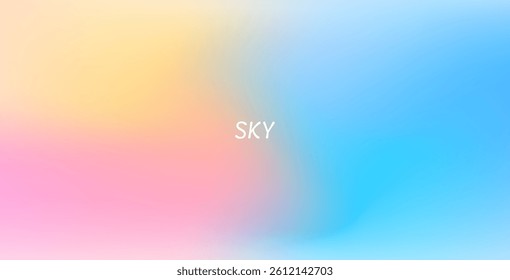 Abstract clear blue sky with pastel rainbow. Light blue, pink, and yellow gradient hues create a soft, dreamy backdrop perfect for banners and digital designs.