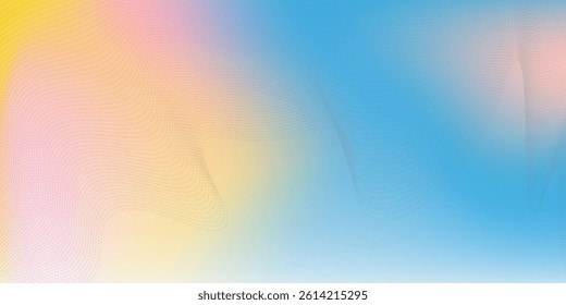 Abstract clear blue sky. Pastel rainbow. Light blue, pink and yellow color vector banner. Pastel gradient sky pattern. Blurred light fuzz colorful gradient background. Vector soft horizontal backdrop