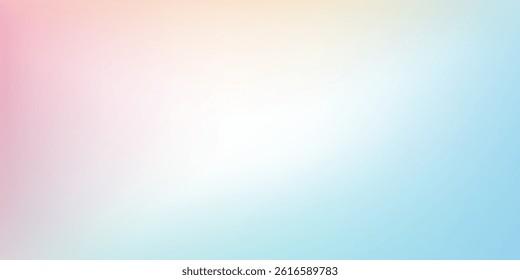 Abstract clear blue sky. Pastel rainbow. Light blue  pink and yellow color vector banner. Pastel gradient sky modern