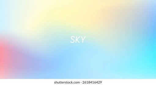 Abstract clear blue sky with pastel rainbow. Light blue, pink, and yellow gradient hues create a soft, dreamy backdrop perfect for banners and digital designs.