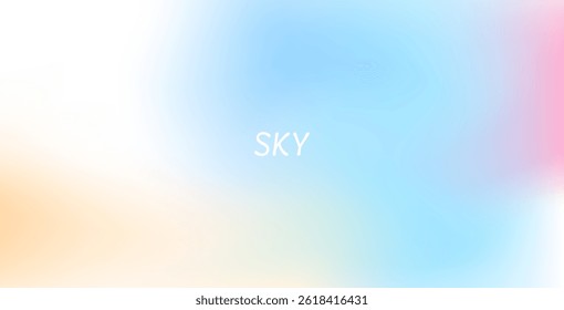Abstract clear blue sky with pastel rainbow. Light blue, pink, and yellow gradient hues create a soft, dreamy backdrop perfect for banners and digital designs.