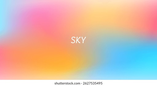 Abstract clear blue sky with pastel rainbow. Light blue, pink, and yellow gradient hues create a soft, dreamy backdrop perfect for banners and digital designs.