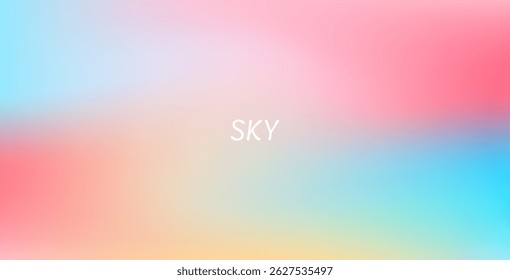 Abstract clear blue sky with pastel rainbow. Light blue, pink, and yellow gradient hues create a soft, dreamy backdrop perfect for banners and digital designs.