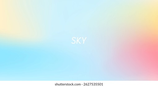 Abstract clear blue sky with pastel rainbow. Light blue, pink, and yellow gradient hues create a soft, dreamy backdrop perfect for banners and digital designs.