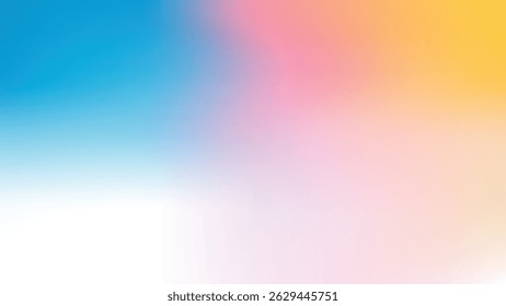 Abstrato azul claro céu pastel arco-íris. Banner azul claro turvo, rosa, amarelo. Fundo de gradiente colorido do fuzz claro do desfoque. Malha de gradiente da ilustração vetorial