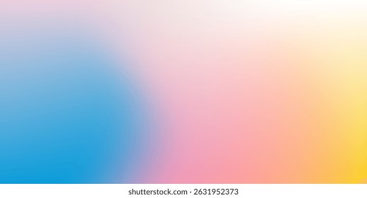 Abstract clear blue sky. Pastel rainbow. Light blue, pink and yellow color vector banner. Pastel gradient sky pattern. Blurred light fuzz colorful gradient background. Vector soft horizontal backdrop