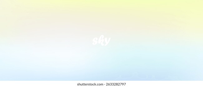 Abstract clear blue sky. Pastel rainbow. Light blue, pink and yellow color vector banner. Pastel gradient sky pattern. Blurred light fuzz colorful gradient background.