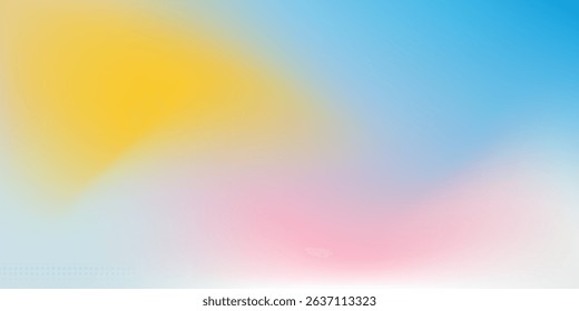Abstract clear blue sky. Pastel rainbow. Light blue, pink and yellow color vector banner. Pastel gradient sky pattern. Blurred light fuzz colorful gradient background. Vector soft horizontal backdrop