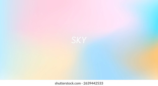Abstract clear blue sky with pastel rainbow. Light blue, pink, and yellow gradient hues create a soft, dreamy backdrop perfect for banners and digital designs.