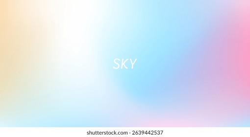 Abstract clear blue sky with pastel rainbow. Light blue, pink, and yellow gradient hues create a soft, dreamy backdrop perfect for banners and digital designs.