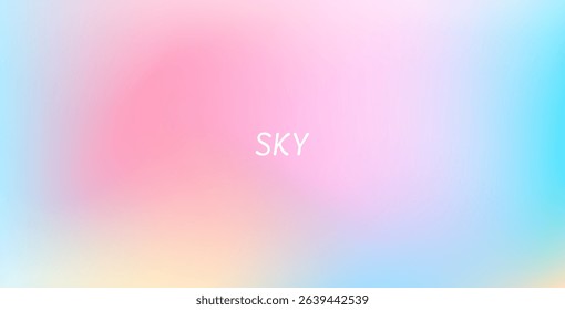 Abstract clear blue sky with pastel rainbow. Light blue, pink, and yellow gradient hues create a soft, dreamy backdrop perfect for banners and digital designs.