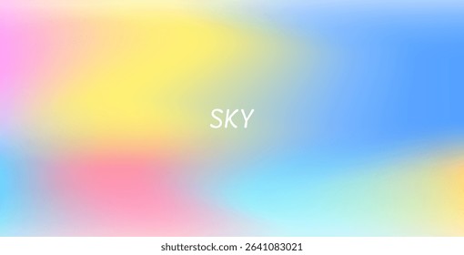 Abstract clear blue sky with pastel rainbow. Light blue, pink, and yellow gradient hues create a soft, dreamy backdrop perfect for banners and digital designs.