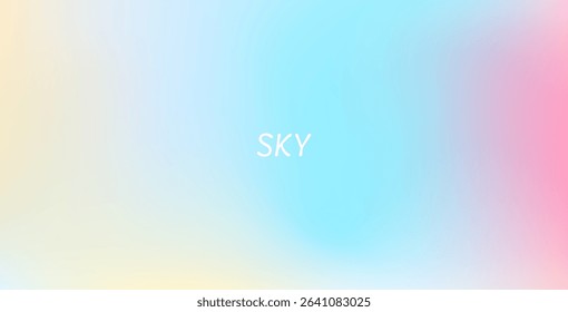 Abstract clear blue sky with pastel rainbow. Light blue, pink, and yellow gradient hues create a soft, dreamy backdrop perfect for banners and digital designs.