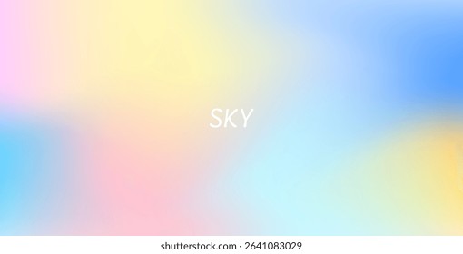 Abstract clear blue sky with pastel rainbow. Light blue, pink, and yellow gradient hues create a soft, dreamy backdrop perfect for banners and digital designs.