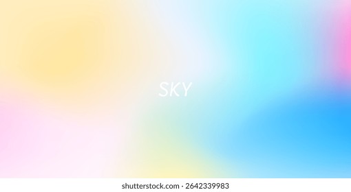Abstractas cielo azul claro con arco iris pastel. Los tonos degradados azul claro, rosa y amarillo crean un fondo suave y de ensueño perfecto para Anuncios y diseños digitales.