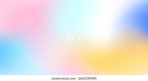 Resumo céu azul claro com arco-íris pastel. As tonalidades de gradiente azul claro, rosa e amarelo criam um cenário suave e sonhador, perfeito para banners e designs digitais.