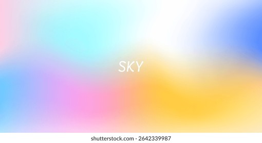Abstract clear blue sky with pastel rainbow. Light blue, pink, and yellow gradient hues create a soft, dreamy backdrop perfect for banners and digital designs.