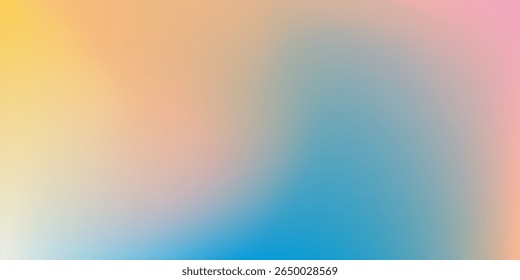 Abstract clear blue sky. Pastel rainbow. Light blue, pink and yellow color vector banner. Pastel gradient sky pattern. Blurred light fuzz colorful gradient background. Vector soft horizontal backdrop