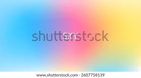 Abstract clear blue sky with pastel rainbow hues. Light blue, pink, and yellow gradient banner. Soft blurred gradient background in horizontal layout.