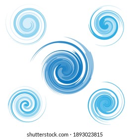 Abstract clear blue water swirl set, vector illustration
